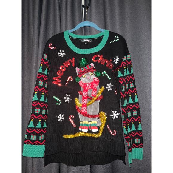 Ugly Christmas Sweater Xmas Size Small Cat - Picture 1 of 3